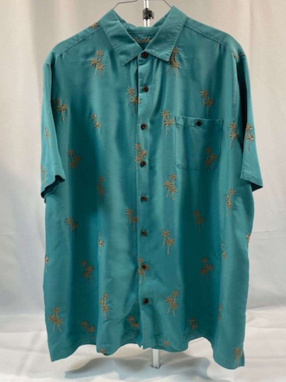 Men's Caribbean Shirt with Embroidered Palm Trees
